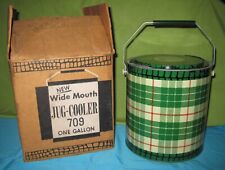 Vintage 1950s Poloron Tartan Toter Wide Mouth Cooler - Green Plaid with Box #709 picture