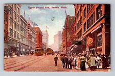 Seattle WA-Washington, Upper Second Avenue, Advertise, Vintage c1909 Postcard picture