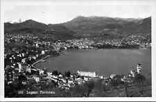 VTG Lugano Panorama Lake Village Town Birds Eye View Switzerland RPPC Postcard picture