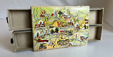 Vintage Small Cardboard England/Village/Map Souvenir Box/4 Drawers/4.25x3.25