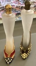 Vintage Set Of 2 High Heel Perfume Bottle w Frosted Glass picture
