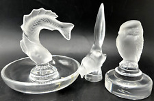 Lalique Collection of Three Small Figurines - Fish Dish - Pheasant - Rapace picture