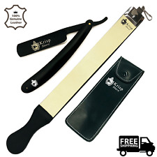 3 PCS WET SHAVE READY STRAIGHT EDGE RAZOR SHAVING SET FOR HIM WITH LEATHER STROP picture