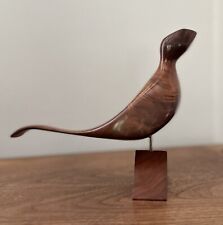 Vintage Mid Century Hand CARVED WOOD SCULPTURE Abstract Bird Emil Milan Style picture