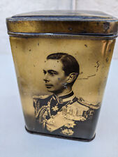 Antique British Royalty Biscuit Tin/Tea Caddy of George VI (1936-1952) & Family picture