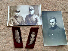 Vintage Latvian Republic Officer's Collar Tabs and 2 Soldiers Photos.20-30s.Orig picture