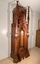 10 Foot Tall Solid Oak French Antique Gothic Revival Church Altar/Shrine/Niche picture