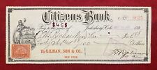 1898 *THE CITIZENS BANK* JULESBURG, COLORADO BANK CHECK+SC# R164 STAMP+VIGNETTE picture