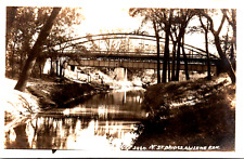 Antique RPPC Real Photo  Postcard Abilene, Kansas 1st street Bridge 1907 picture