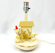 Vintage Nursery Originals Hey Diddle Cat Cow Wooden Light Table Lamp 1970s WORKS picture