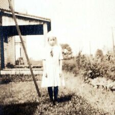 Vintage Photo 1910 Unhappy Young Girl Dress Farm picture