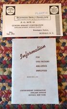 1940'S VINTAGE CURTIS WRIGHT CORPORATION PLANE Factory Employee PAMPHLET Booklet picture