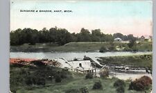 HART MICHIGAN SUNSHINE & SHADOW c1910 original antique postcard mi hydro dam picture