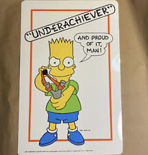 Vintage 1990s The Simpsons Underachiever Bart Plastic Sign NOS 11 x 17 FOX picture