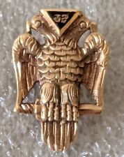 Vintage Masonic Scottish Rite Double Eagle 32 Pin Solid 14k Gold 2.2 grams picture