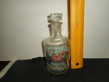 Antique ED PINAUD Blown Glass Perfume Bottle Paris New York Enamel Paint Floral picture
