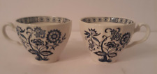 Vintage Set of 2 J & G Meakin Blue Onion Pattern Nordic Tea Cups Made in England picture