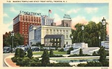 Postcard NJ Trenton Masonic Temple Stacy Trent Hotel 1935 Linen Vintage PC J6393 picture