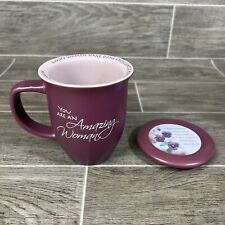 NEW Abbey Gifts You Are An Amazing Woman Ceramic Mug & Lid Coaster Purple picture