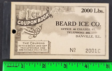 Vintage 1920's Beard Ice Danville Illinois Full Coupon Booklet picture