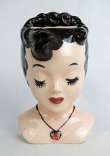 Vintage DeLee of California Art Pottery Lady Head Vase Wall Pocket picture