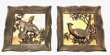 1963 Coppercraft Guild Two Copper 3-D Bird Wall Hangings Pheasants 9x9 Set GUC picture