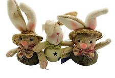 Mixed Lot Easter Bunny Rabbit Mini Plush in Hats Bell Spring Ornaments picture