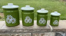Vintage KROMEX Aluminum Daisy Canister Set Of 4 picture