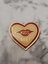 Vintage Kiss Me Lips Heart  Gold Tone Lapel Pin Hat Pin Tie Tack picture