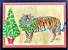 *ONE* Caspari Christmas Card Tiger Big Cat Gorgeous Animals Wildlife 1 picture