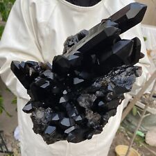 13.9lb Natural Smoky black Quartz Crystal Cluster Rough Specimen Healing Stone picture