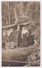RPPC Postcard Man & Women by a Logging Steam Donkey Tolt Washington c 1912 picture
