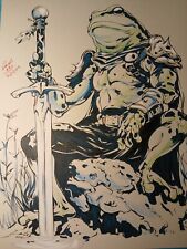 Frog Warrior Ink/Pencil Original Comic Art Illustration Signed 8.5x11 COA  picture