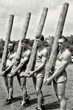 Caber Toss 1960s athletic snapshot, gay man's collection 4x6 shirtless young men picture