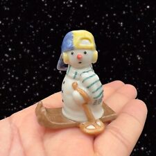 Royal Copenhagen Porcelain Snowman Boy On Skis Snowman Figurine Miniature 2”T picture