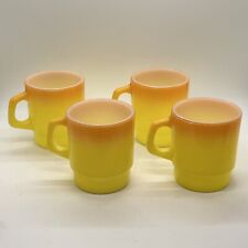 (4)RETRO 60-70'S TWO-TONE MUGS BY ANCHOR HOCKING FIRE KING WARE - Yellow/Orange picture