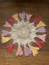 Vtg TulipFlower Crocheted Doily Different Colors picture
