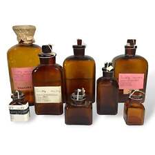 Vintage Amber Apothecary Bottle Set picture