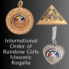 Vintage Masonic International Order of Rainbow Girls Medal Necklace Pin picture