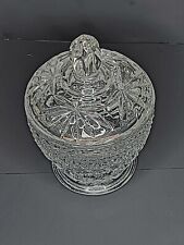 Vintage Glass Clear Sugar Bowl With Lid,diamond/cube Pattern picture