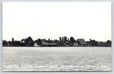 Wakefield Michigan~View of Schools~Downtown~Homes Across Sunday Lake~1951 RPPC picture