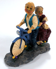Resin Figure Bicycling Older Couple Birthday Anniversary Wedding Loving Decor picture