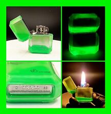 Unique Stunning Luminescent Green Sand Case With A Zippo Pipe Lighter - Working  picture