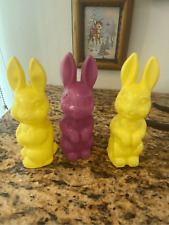 Vintage lot of 3 candy container bunny rabbits kitsch plastic easter picture