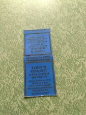 Vintage Matchbook Ephemera Collectible A23 New York City Tony's restaurant picture
