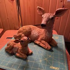Reindeer Figurines Mother Baby Fawn Figures original box Holiday Christmas Decor picture
