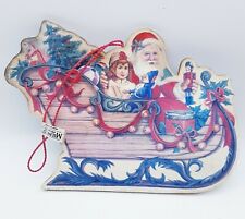 Vintage Midwest Importers Christmas ornament Antique Santa on sleigh w/ girl  picture