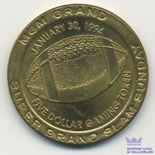 1994 MGM GRAND Super Grand Slam Sunday $5 Gaming Token 45mm FIVE DOLLAR *I picture