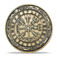 Viking Themed Challenge Coin Nordic Mythology Talisman Token Vegvisir picture
