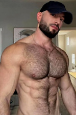 Shirtless Male Muscular Handsome Hairy Chest Bearded Hunk PHOTO 4X6 H238 picture